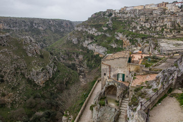 UNESCO Matera panoramic day view, Basilicata, Italy. Sassi di Matera