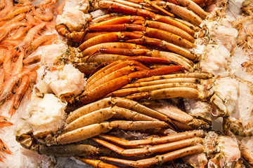 seafood on the market, meat of king crabs