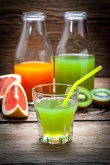 Fruit and juice. Selective focus.