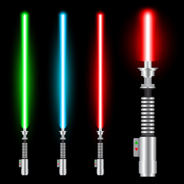 Light swords of Jedi based on the movie Star War. Green, blue and red swords