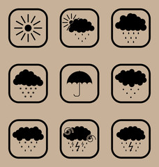 Set of simple icons representing weather and climate concepts