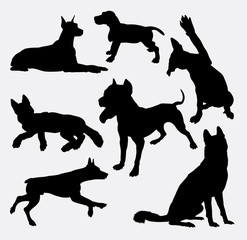 Dog pet animal silhouette 17. Good use for symbol, logo, web icon, mascot, sign, sticker design, or any design you wany. Easy to use.

