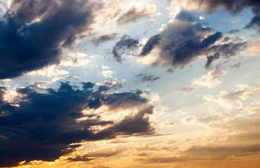 colorful dramatic sky with cloud at sunset