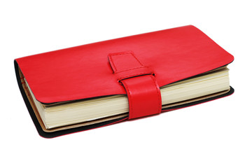 red leather notebook