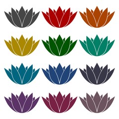 Lotus silhouette icons set 