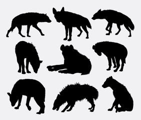 Fototapeta premium Sylwetka zwierzęcia ssaka hiena 02. Dobre wykorzystanie symbolu, logo, ikony internetowej, maskotki, projektu naklejki, znaku, awatara lub dowolnego wzoru. Łatwy w użyciu.