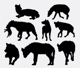 Hyena mammal animal silhouette 03. Good use for symbol, logo, web icon, mascot, sticker design, sign, avatar, or any design you want. Easy to use.
