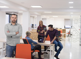 startup business, businessman portrait at modern office, team br