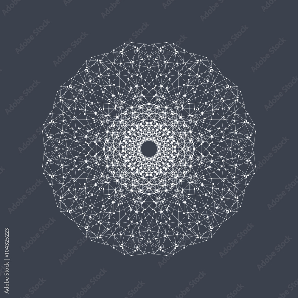 Poster Geometric abstract form with connected line and dots. Graphic background for your design. Vector illustration
