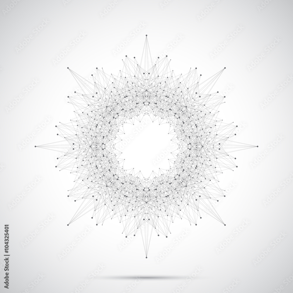 Poster Geometric abstract form with connected line and dots. Graphic background for your design. Vector illustration