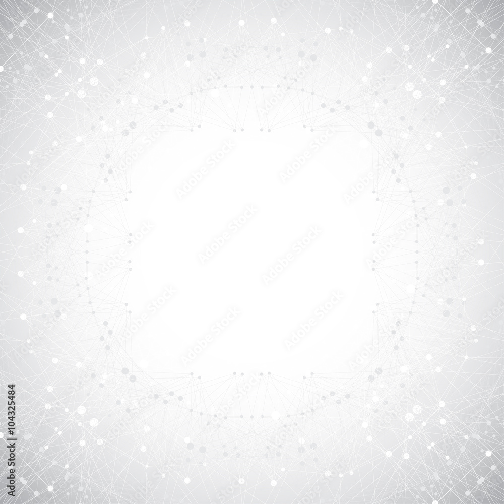 Poster geometric grey background molecule and communication . connected lines with dots. vector illustratio