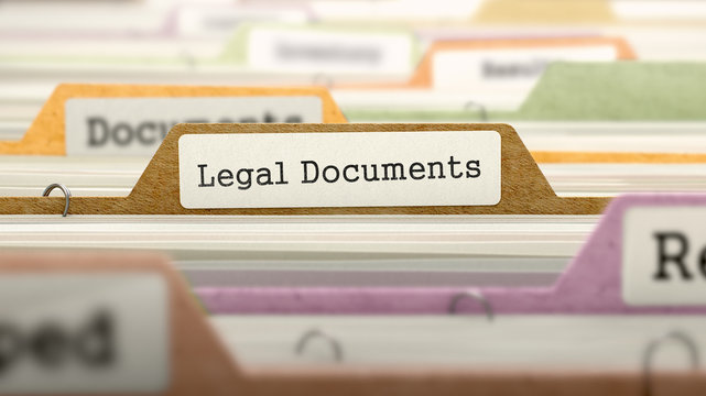 Legal Documents Concept on Folder Register in Multicolor Card Index. Closeup View. Selective Focus. 3D Render.
