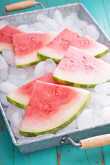Watermelon slices on ice