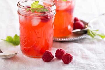 Raspberry lemonade with ice