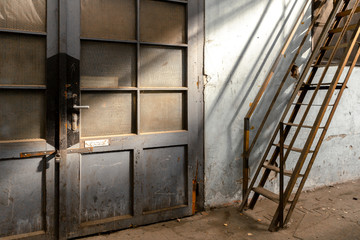 Ladder in industrial interior