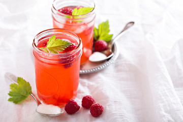 Raspberry lemonade with ice
