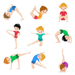 Gym Sketch Exercices Poster, Kids Yoga poses, Gymnastics, healthy lifestyle, Yoga children workout set, Sport, Asana