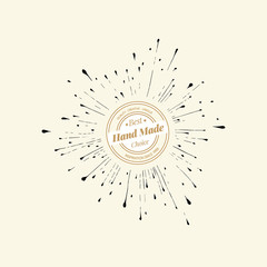 Set of hand drawn vector badges, sunburst, icon. logo, design template 