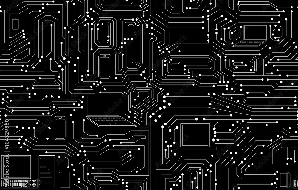 Wall mural Circuit board vector seamless pattern