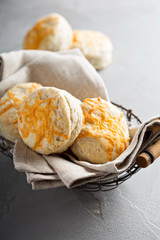 Homemade buttermilk biscuits with cheddar cheese