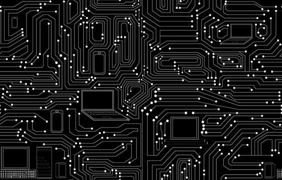 Circuit board vector seamless pattern