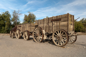 Fototapeta na wymiar Death Valley National Park, Twenty Mule Team Borax Wagons at Furnace Creek.