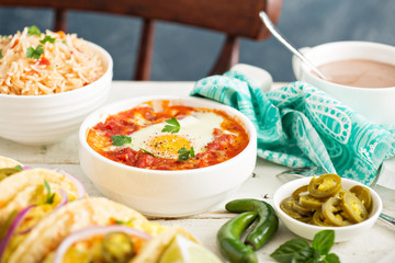 Egg baked in tomato sauce