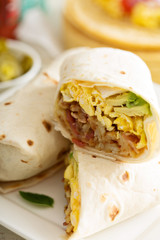 Breakfast burritos with eggs and potatoes