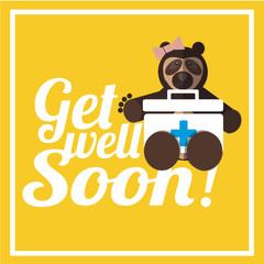 Get well soon design, in yellow color