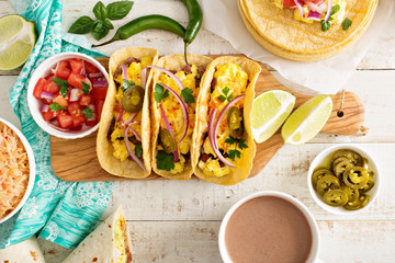Tacos with  eggs for breakfast