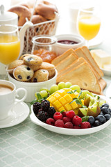 Fresh and bright continental breakfast table
