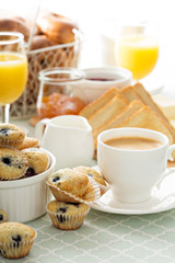 Fresh and bright continental breakfast table