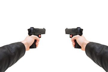 Two hand guns from first person view