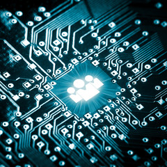 Social icon on computer chip