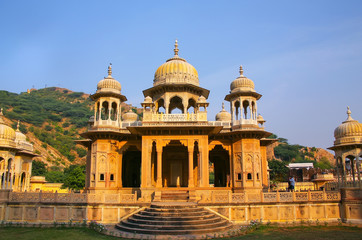 Fototapeta na wymiar Royal cenotaphs in Jaipur, Rajasthan, India