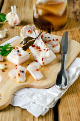 Salty lard with spices