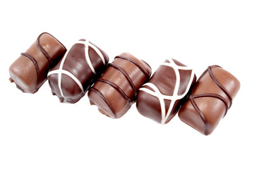 Chocolate candies, isolated on white background
