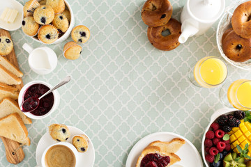 Fresh and bright continental breakfast table