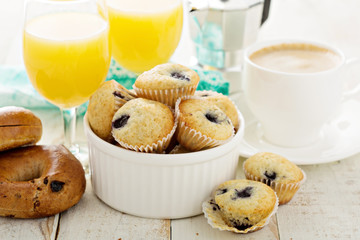 Fresh and bright continental breakfast table