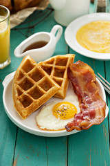 Southern cuisine breakfast with waffles