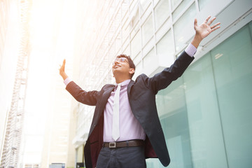 indian male business man celebrating success