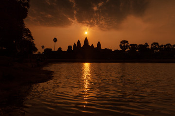 Beautiful sunrise at Angkor Wat temple