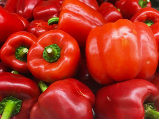 Fresh red sweet bell peppers