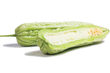 Bitter melon, Bitter gourd fruits on white background
