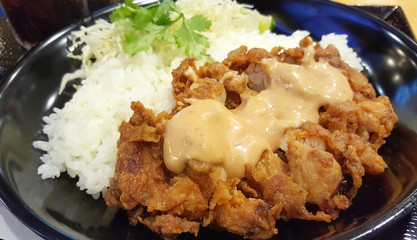 crispy fried chicken with rice