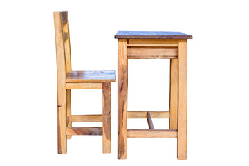 Wooden vintage school desk.