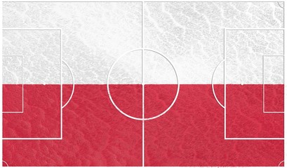 Fototapeta premium Poland flag textured football field. Soccer relative theme