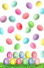 Easter eggs over white background. Funny decoration