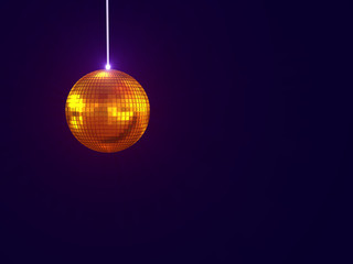 Obraz premium Golden mirror disco ball with light rays