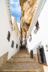 Setenil de las Bodegas is a town in the province of Cadiz, Spain, famous for its dwellings built into rock overhangs above the Rio Trejo. Andalusia. Spain © alexanderkonsta